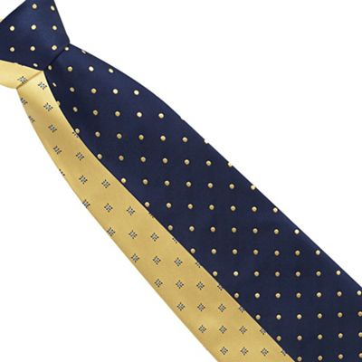 The Collection Pack of two navy and yellow printed ties